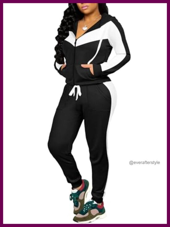 Pants - Women's 2 Piece Sweatsuit Set Jogging Outfit Zip Hoodie & Pants Set